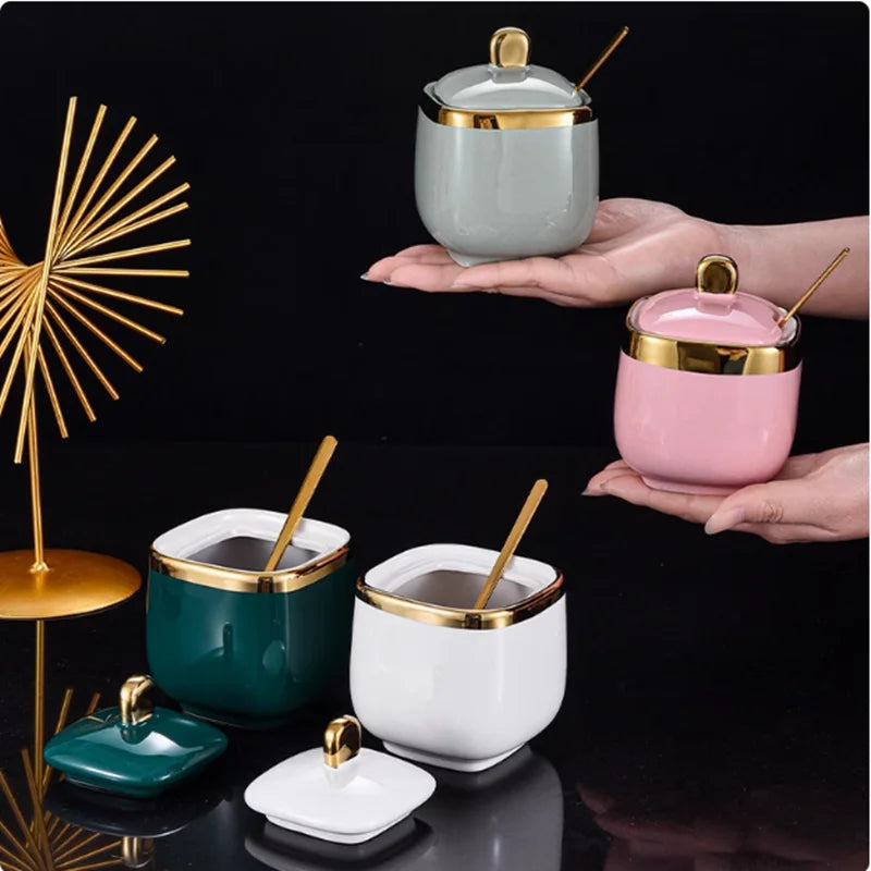 Kitchen Supplies, Ceramic Seasoning Jar, Salt and Pepper Shakers, Seasoning Box, Vinegar Pot, Spice Jar, Seasoning Organizer