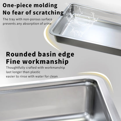 Stainless Steel Cat Litter Box with Lid – Front Entry & Top Exit, Easy-Clean Toilet with Scoop