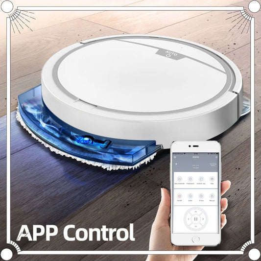 App Control Vacuum & Mop Robot Cleaner - Automatic Wet/Dry Electric Floor Sweeper with Water Tank