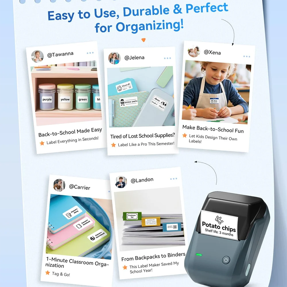 NIIMBOT B1 Portable 2-Inch Thermal Label Printer – Mini Bluetooth Sticker & Adhesive Tape Printer for Smartphones & PC