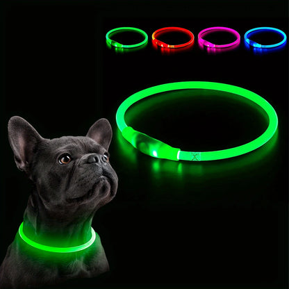 LED Dog Collar – Luminous Anti-Lost USB Rechargeable Necklace for Pets