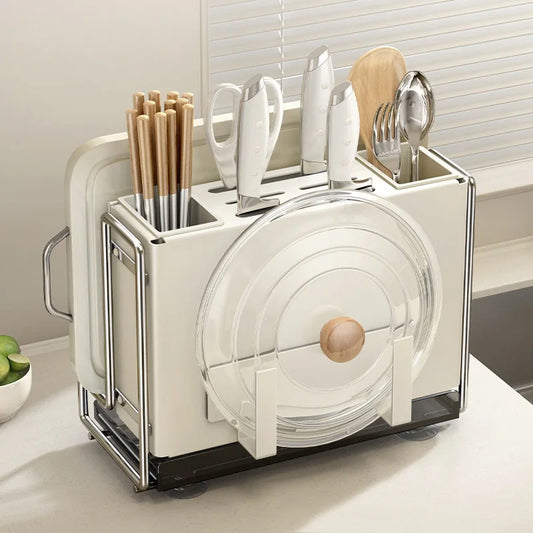 Kitchen Knife Rack Wall-mount Cutting Board Storage Racks Household Multifunctional Countertop Chopping Board Storage Rack