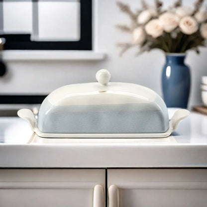 Kitchen Organizer Ceramic Butter Dish Reusable Household Butter Box with Lid Cheese Fresh-keeping Box Bar