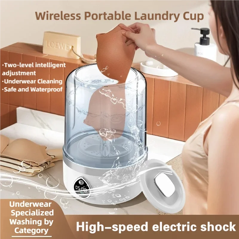 Mi Portable Wireless Washing Machine – 1.5L Mini Underwear & Socks Cleaner with LED Bucket