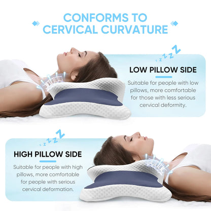 Orthopedic Memory Foam Neck Pillow – Ergonomic Contour Cervical Support for All Sleep Positions