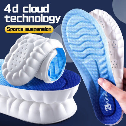 4D Cloud Technology Sports Insoles – Soft PU Sole with Shock Absorption, Breathable Cushion for Running & Orthopedic Foot Care