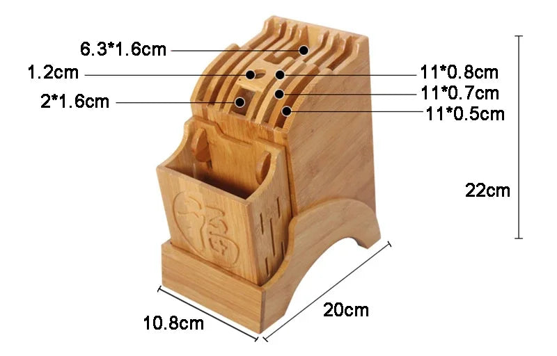 Knife Shelf Wood Kitchen Knife Holder Multifunctional Storage Rack Tool Holder Bamboo Knife Block Stand Kitchen Accessories