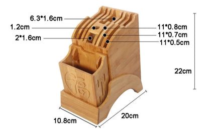 Knife Shelf Wood Kitchen Knife Holder Multifunctional Storage Rack Tool Holder Bamboo Knife Block Stand Kitchen Accessories