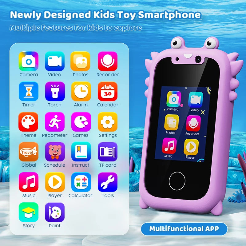 Kids Smart Phone Toy with Touchscreen & Camera | Toddler Learning Cell Phone for Girls | Christmas Birthday Gift with Games & Music