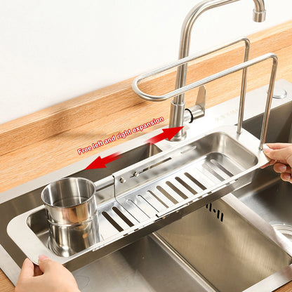 Kitchen Sink Drain Stretchable Basket Lightweight and Easy to Install Shelf for Store Kitchen Small Accessories