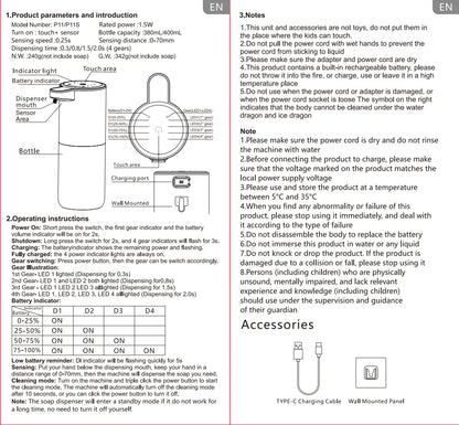 Automatic Liquid & Foam Soap Dispenser – Touchless Electric Dispenser with Infrared Sensor, USB Rechargeable