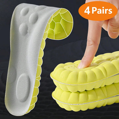 1/2/4 Pairs Latex Sport Insoles – Soft, High-Elasticity Shoe Pads with Shock Absorption, Arch Support & Breathable Cushion