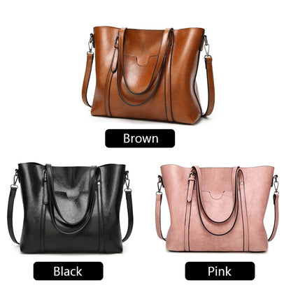 Vintage Oil Wax Leather Shoulder Bag for Women – High-Quality Designer Handbag Tote & Crossbody Satchel