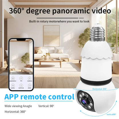 8MP E27 Bulb Wireless Camera LED Bulb & Cameras 2in1 WiFi Two-way Audio Security Surveillance CCTV Security PTZ Cam Smart Tracking