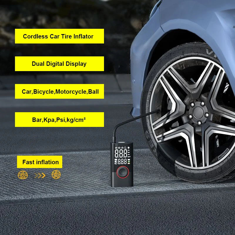 LEIBOO 150PSI Smart Air Pump – Portable Tire Inflator with Digital Pressure Gauge for Car, Bike, Motorcycle & Ball