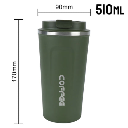 Car Coffee Mug - 380ml & 510ml Leak-Proof Thermos Travel Cup, Double-Wall Stainless Steel Vacuum Mug