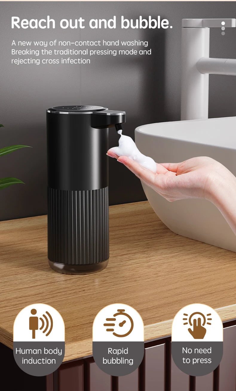 HQ Automatic Foam Soap Dispenser – 360ML Touchless Liquid Dispenser, Type-C Rechargeable, White
