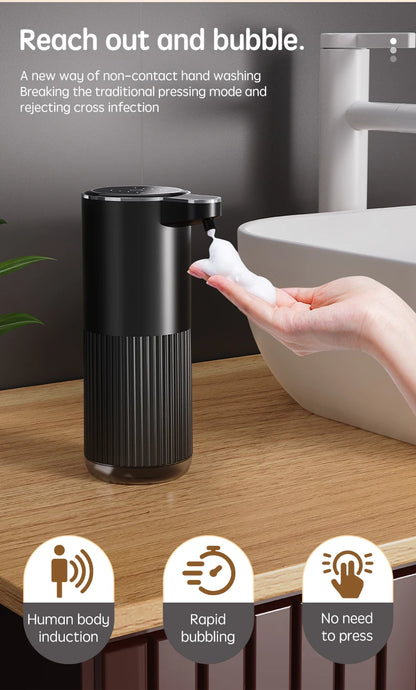 HQ Automatic Foam Soap Dispenser – 360ML Touchless Liquid Dispenser, Type-C Rechargeable, White