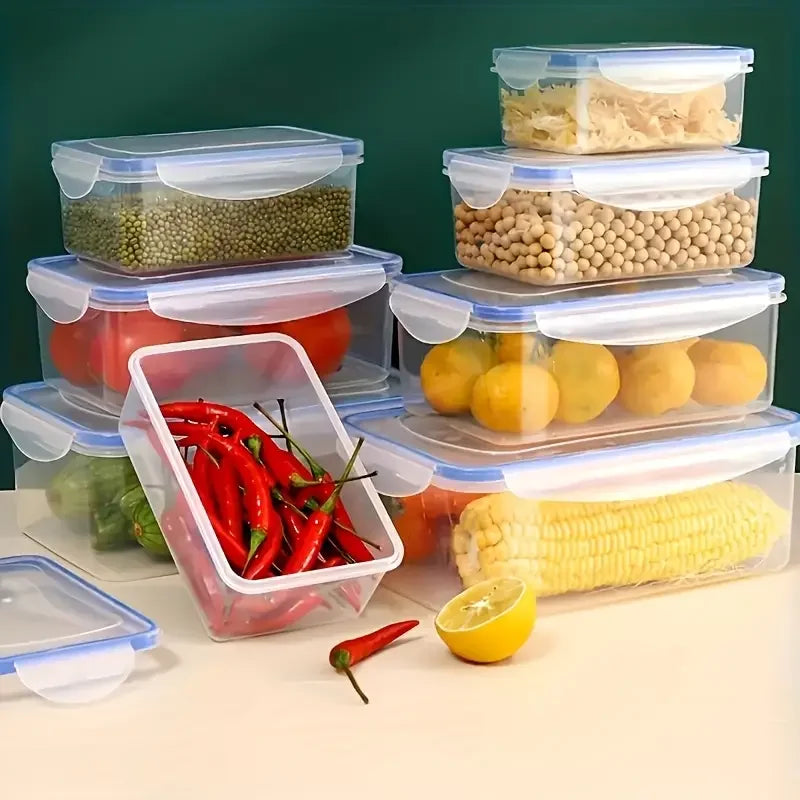 Kitchen storage items, suitable for refrigeration and preservation, allowing for classified storage and stackable.