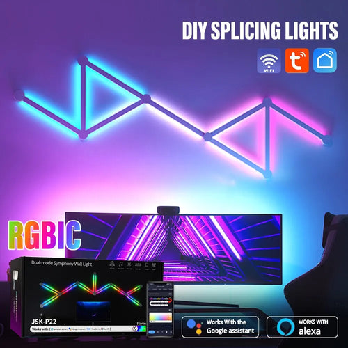 WiFi LED RGBIC Light Bar – Smart Wall Lamp, App-Controlled, Music Rhythm Night Light for TV & Bedroom