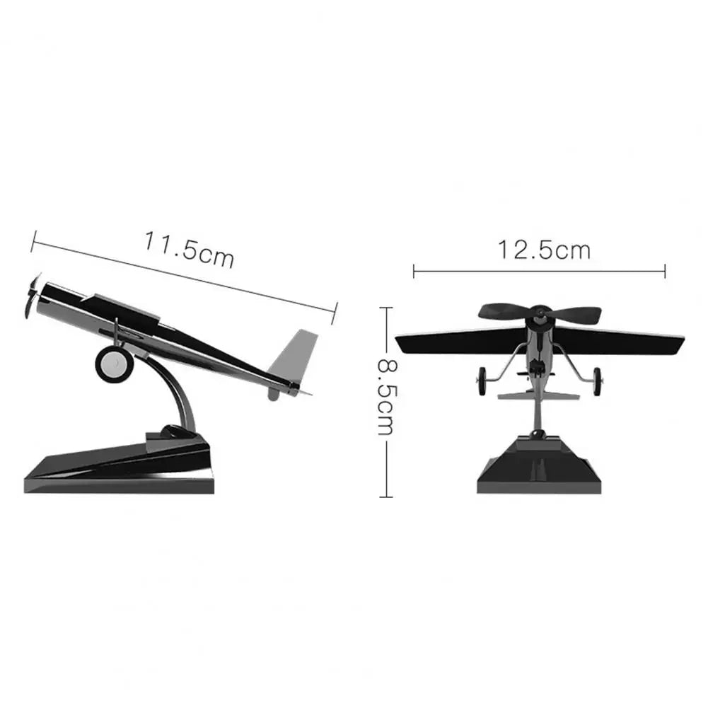 Solar-Powered Aircraft Model with Propeller – Miniature Sunlight-Resistant Plane Car Ornament