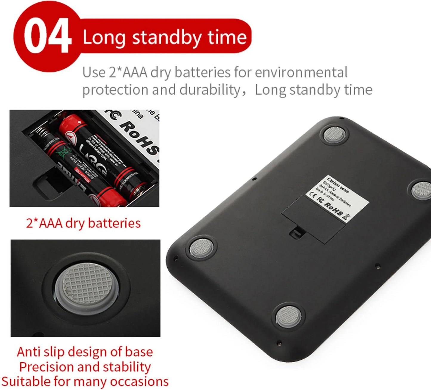 Kitchen Scale 15Kg/1g Weighing Food Coffee Balance Smart Electronic Digital Scales Stainless Steel Design for Cooking and Baking