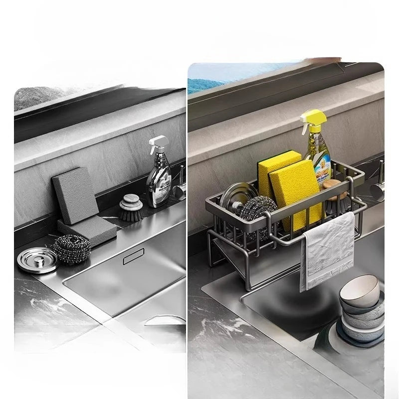 Kitchen Storage Rack Drain Rack Rag Storage Faucet Dishwashing Sink Supplies