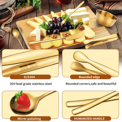 16/20 Pcs Kitchen Cooking Utensils Set Food Tongs Stainless Steel Cheese Butter Knife Soup Spoon Fruit Fork Sauce Bowl Tableware
