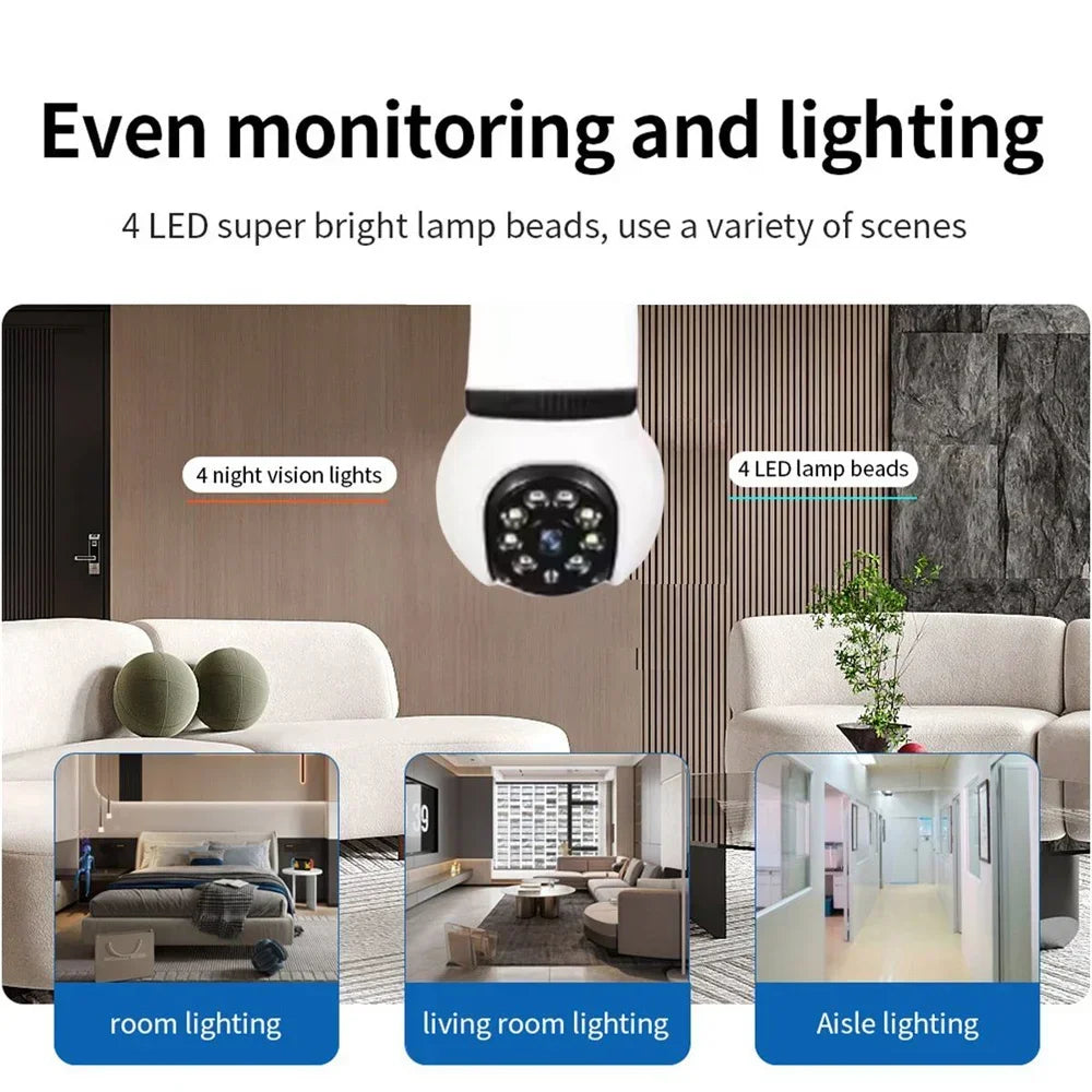 8MP E27 Bulb Wireless Camera LED Bulb & Cameras 2in1 WiFi Two-way Audio Security Surveillance CCTV Security PTZ Cam Smart Tracking