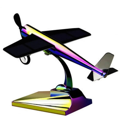 Solar-Powered Aircraft Model with Propeller – Miniature Sunlight-Resistant Plane Car Ornament