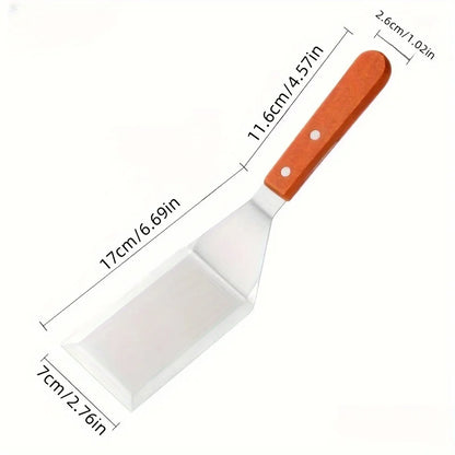 8pcs Kitchen Utensils Stainless Steel Spatula Teppanyaki Spatula  Cooking Spatula Steak Barbecue Tool Set
