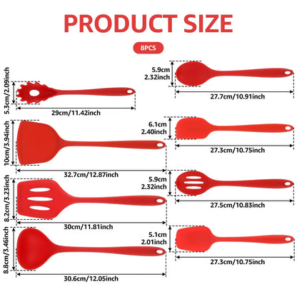 8Pcs Kitchen Cooking Utensils Set,BPA Free Food Grade Non-Stick Silicone Cooking Kitchen Spatula Set Heat Resistant & Easy Clean