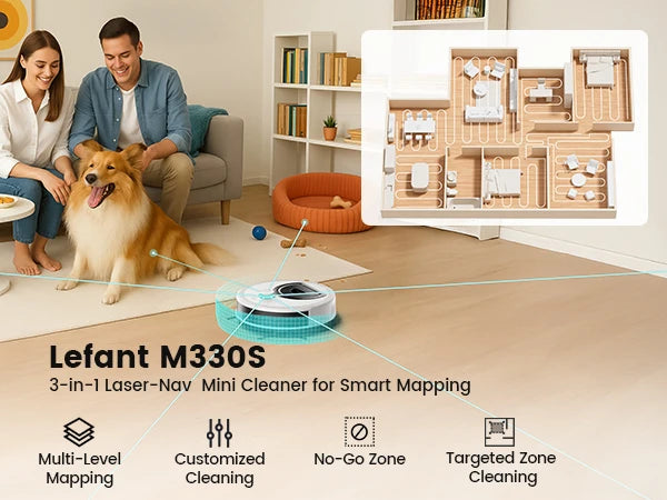 Lefant M330S Robot Vacuum & Mop – LiDAR Navigation, 6000Pa Suction, WiFi/Alexa/App Control, Self-Charging