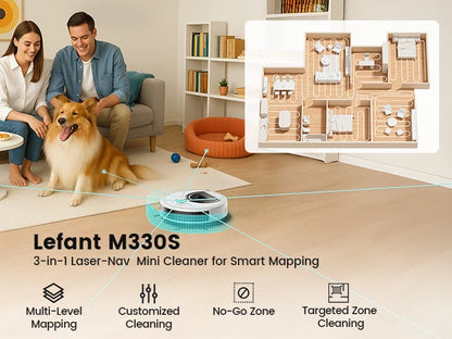 Lefant M330S Robot Vacuum & Mop – LiDAR Navigation, 6000Pa Suction, WiFi/Alexa/App Control, Self-Charging