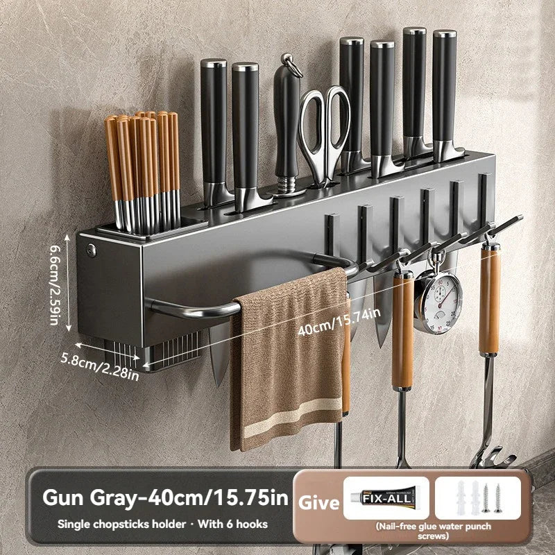 kitchens accessories Rack Wall Mounted Multifunctional Rack All-in-One Organizer knife
