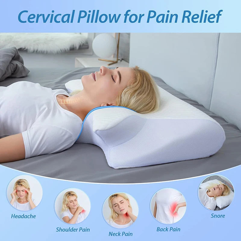 2-in-1 Memory Foam Cervical Pillow – Ergonomic Orthopedic Contour Pillow for Neck Support