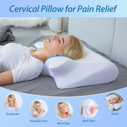 2-in-1 Memory Foam Cervical Pillow – Ergonomic Orthopedic Contour Pillow for Neck Support