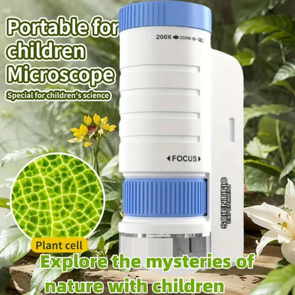 Handheld Microscope Kit for Kids – Home School Science Lab Educational Toy, Biological Exploration Birthday Gift