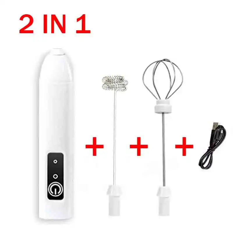 Electric Milk Frother & Handheld Mixer – Mini Portable Blender for Eggs, Coffee, and Foaming