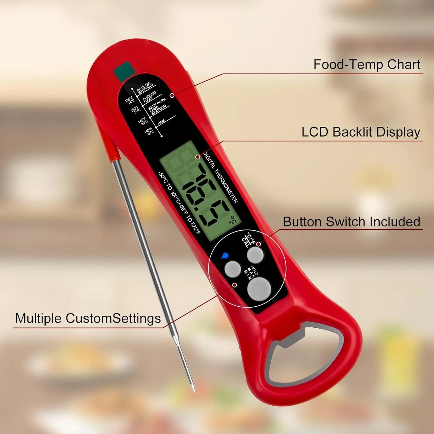 kitchen things Meat Thermometer Digital IP67 Waterproof Kitchen Cooking Food Fast Measurement Thermometer 2 Probes BBQ Grill Oil