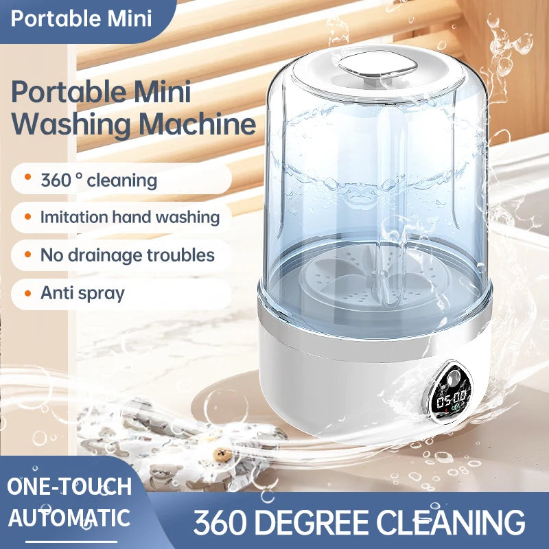 Mi Portable Wireless Washing Machine – 1.5L Mini Underwear & Socks Cleaner with LED Bucket