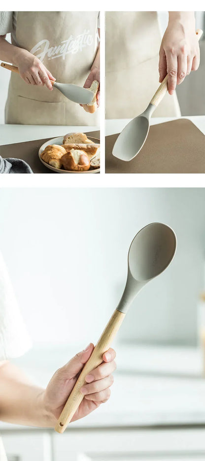 13PCS Silicone Kitchenware Non-Stick Pan Cooking Utensils Set Kitchen Measuring Spoons Utensils Baking Tools With Storage Box