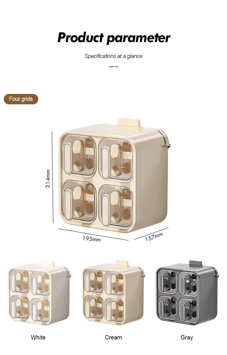 Kitchen Seasoning Jar Household Seasoning Salt Jar Wall Mounted Non Perforated Strong Suction Cup Combination Set