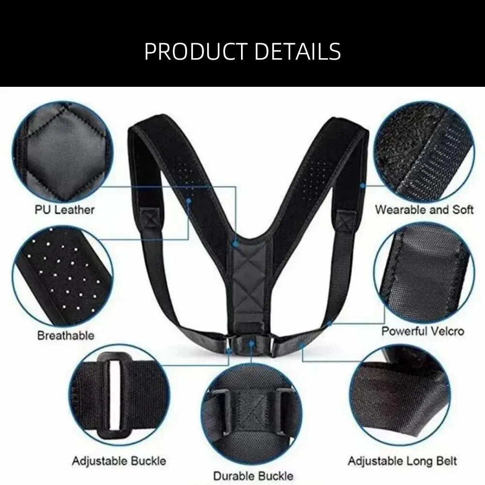 Back Posture Correction Belt – Breathable Unisex Support for Hunchback Prevention & Sitting Posture Improvement