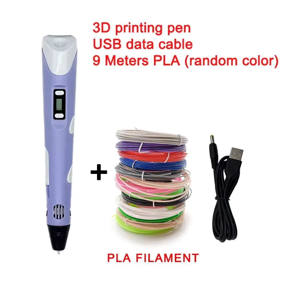 3D Printing Pen with 9M PLA Filament – High-Temperature 3D Drawing & Graffiti Tool for Kids, Creative Toy Gift