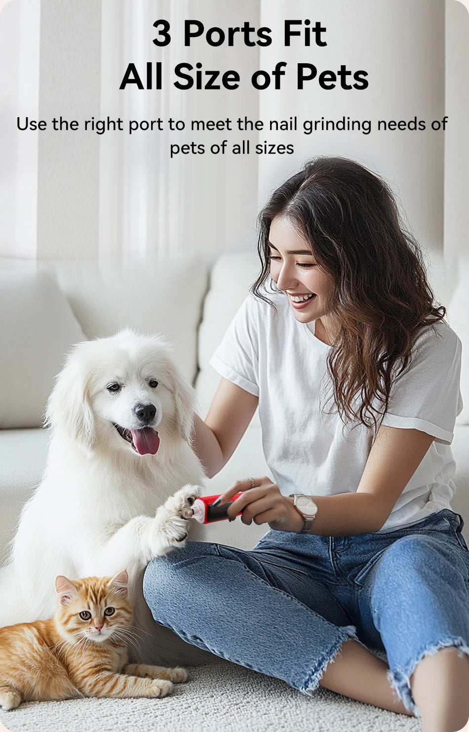 Pet Electric Nail Grinder  – Rechargeable Dog & Cat Nail Clipper with LED Light, 7-Speed Adjustable Paw Grooming Tool