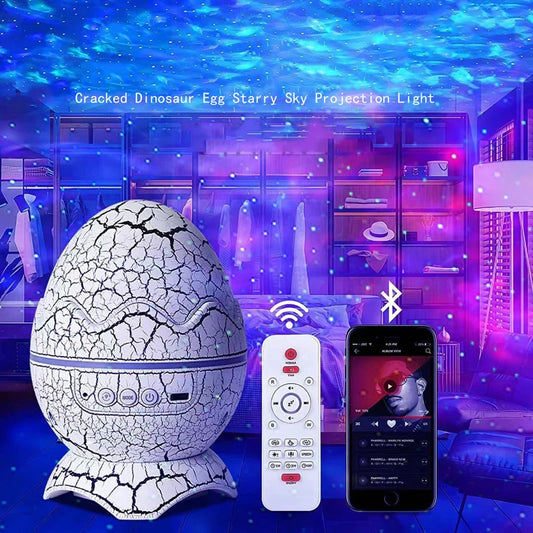 Dinosaur Egg Projector Night Light – Bluetooth Starry Sky Lamp w/ Remote, Mood Light for Kids & Adults