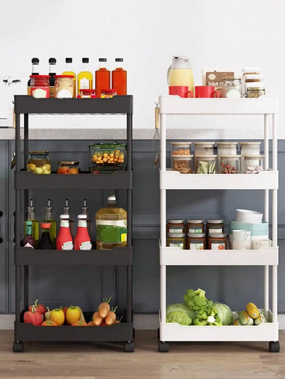 1pcs 3/4-Tier Rolling Utility Cart – Slim Movable Storage Rack & Organizer Shelf for Kitchen, Bathroom, Living Room