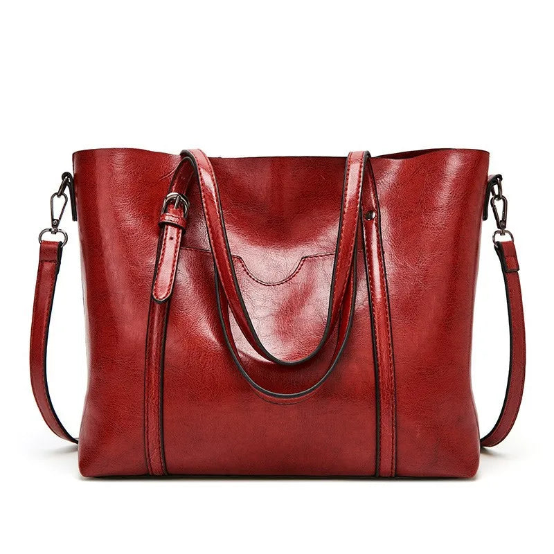 Vintage Oil Wax Leather Shoulder Bag for Women – High-Quality Designer Handbag Tote & Crossbody Satchel