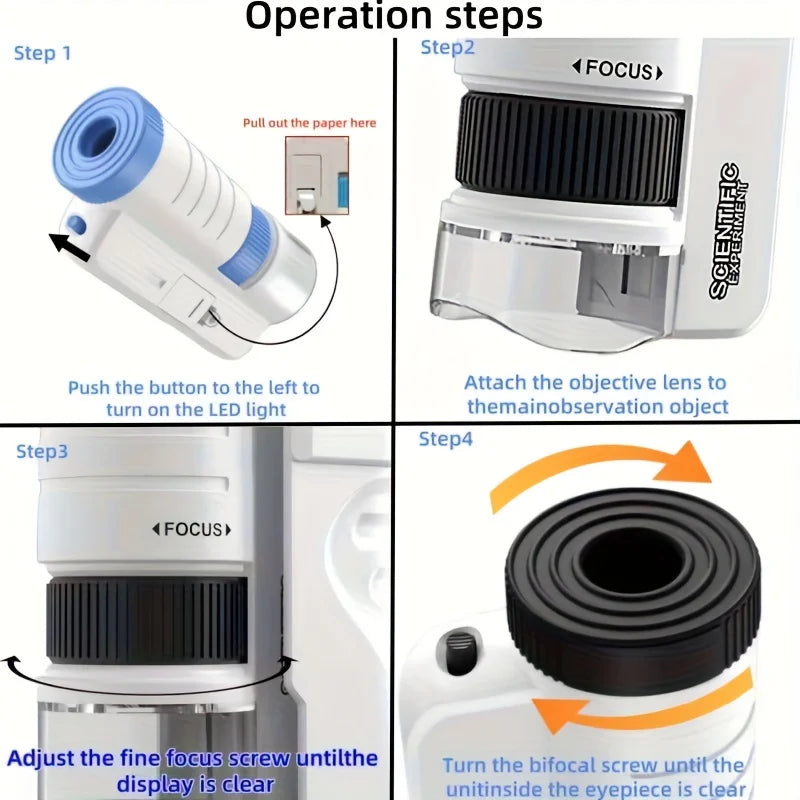 Handheld Microscope Kit for Kids – Home School Science Lab Educational Toy, Biological Exploration Birthday Gift